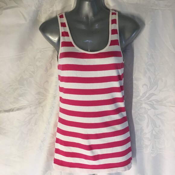 Old Navy Womens Hot Pink White Stripe Scoop-Neck Sleeveless Tank Top Size S - Picture 11 of 11
